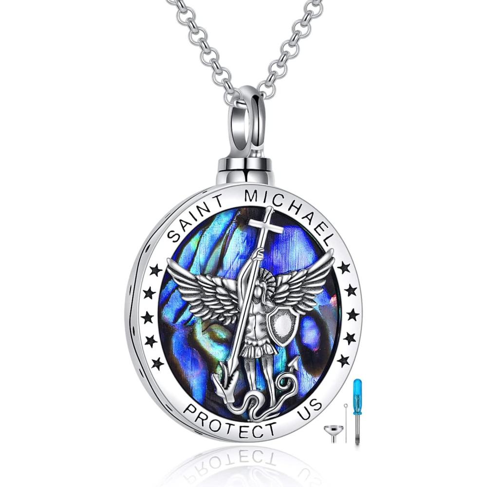 image:imageYFN Sterling Silver St MichaelSt ChristopherJesusVirgin Mary Necklace for Men Women CatholicProtectorTalisman Michael Archangel Medal Necklace Jewelry 182Saint Michael Urn Necklace for Ashes