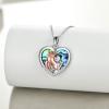 YFN Abalone Horse Pendant Necklace Jewelry 925 Sterling Silver Women Embrace Horse Gift for Women