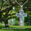 YFN Cross Necklace 925 Sterling Silver Celtic Knot Cross Infinity Heart Love Pendant Necklace 18″(Abalone Shell Tree of Life Necklace)