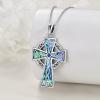 YFN Cross Necklace 925 Sterling Silver Celtic Knot Cross Infinity Heart Love Pendant Necklace 18″(Irish Celtic Cross Necklace)