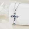 YFN Cross Necklace 925 Sterling Silver Celtic Knot Cross Infinity Heart Love Pendant Necklace 18″(Silver-Cross Necklace with Abalone)