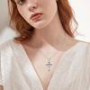 YFN Cross Necklace 925 Sterling Silver Celtic Knot Cross Infinity Heart Love Pendant Necklace 18″(Silver-Cross Necklace with Abalone)