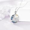 YFN Dolphin Necklace 925 Sterling Silver Mothers Day Gifts for Women(Dolphin Necklace with Ocean)