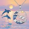 YFN Dolphin Necklace 925 Sterling Silver Mothers Day Gifts for Women(Dolphin Necklace with Ocean)