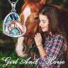 YFN Horse Pendant Necklace Jewelry 925 Sterling Silver Women Embrace Horse Gift for Women(Abalone Shell Horse Necklace)