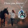 YFN Horse Pendant Necklace Jewelry 925 Sterling Silver Women Embrace Horse Gift for Women(Black Horse with Abalone Shell Necklace)
