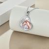 YFN Horse Pendant Necklace Jewelry 925 Sterling Silver Women Embrace Horse Gift for Women(Horse Necklace with Mother of Pearl)