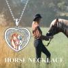 YFN Horse Pendant Necklace Sterling Silver Women Embrace Horse Gift for Women Horse Lover(women with Horse Necklace)