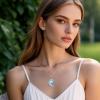 YFN Hummingbird Necklace for Women S925 Sterling Silver Blue Purple Hummingbird Pendant Necklace Hummingbirds Flower Jewelry Charm Memorial Mothers Day Gifts(Silver-Hummingbird Necklace with Larimar)