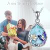 YFN Hummingbird Necklace for Women S925 Sterling Silver Blue Purple Hummingbird Pendant Necklace Hummingbirds Flower Jewelry Charm Memorial Mothers Day Gifts(Silver-Hummingbird Necklace with Larimar)