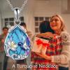 YFN Hummingbird Necklace for Women S925 Sterling Silver Blue Purple Hummingbird Pendant Necklace Hummingbirds Flower Jewelry Charm Memorial Mothers Day Gifts(Silver-Hummingbird Necklace with Turquoise)