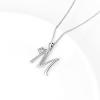 YFN Initial Necklace Sterling Silver Letters 26 Alphabet Pendant Necklace Jewelry(Letter M)
