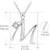 YFN Initial Necklace Sterling Silver Letters 26 Alphabet Pendant Necklace Jewelry(Letter M)