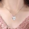 YFN Mom & Sister Necklace, Sterling Silver Heart Pendant Jewelry, Wife/Girlfriend Birthday Gift(White)
