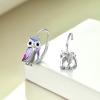 YFN Owl Earrings for Women Sterling Silver Cat Earrings for Cat Lovers Gift Drop Leverback Earrings for Girls(Owl Earrings)