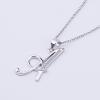 YFN S925 Sterling Silver Cubic Zirconia 26 Letters Alphabet Pendant Necklace