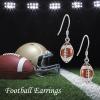 YFN Sports Jewelry Earrings 925 Sterling Silver Baseball Softball Basketball Rugby Football Tennis Volleyball Earrings for Women and Sports Fans Gifts(white orange football)