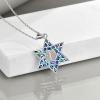 YFN Star of David Necklace Sterling Silver Jewish Christian Jewelry Gifts with 18″ Chain(Abalone-Star of David Necklace)