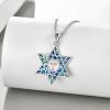 YFN Star of David Necklace Sterling Silver Jewish Christian Jewelry Gifts with 18″ Chain(Abalone-Star of David Necklace)