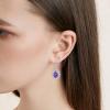 YFN Sterling Silver Created Oval Cut Birthstone Drop Dangle Women Leverback Earrings Gifts for Women Mom(Amethyst-purple earrings for women)
