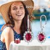 YFN Sterling Silver Created Oval Cut Birthstone Drop Dangle Women Leverback Earrings Gifts for Women Mom(July Birthstone Earring)