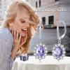 YFN Sterling Silver Created Oval Cut Birthstone Drop Dangle Women Leverback Earrings Gifts for Women Mom(June Birthstone Earring for Women)