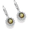 YFN Sterling Silver Created Oval Cut Birthstone Drop Dangle Women Leverback Earrings Gifts for Women Mom(Labradorite Earrings)