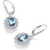 YFN Sterling Silver Created Oval Cut Birthstone Drop Dangle Women Leverback Earrings Gifts for Women Mom(March Birthstone Earring)