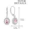 YFN Sterling Silver Created Oval Cut Birthstone Drop Dangle Women Leverback Earrings Gifts for Women Mom(Pink Earrings for Women)