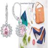 YFN Sterling Silver Created Oval Cut Birthstone Drop Dangle Women Leverback Earrings Gifts for Women Mom(Pink Earrings for Women)