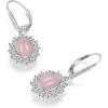 YFN Sterling Silver Created Oval Cut Birthstone Drop Dangle Women Leverback Earrings Gifts for Women Mom(Rose Quartz Earrings)