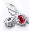 YFN Sterling Silver Created Oval Cut Birthstone Drop Dangle Women Leverback Earrings Gifts for Women Mom(Rubby Red)