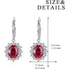 YFN Sterling Silver Created Oval Cut Birthstone Drop Dangle Women Leverback Earrings Gifts for Women Mom(Rubby Red)