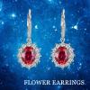 YFN Sterling Silver Created Oval Cut Birthstone Drop Dangle Women Leverback Earrings Gifts for Women Mom(Rubby Red)