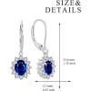YFN Sterling Silver Created Oval Cut Birthstone Drop Dangle Women Leverback Earrings Gifts for Women Mom(September-Sapphire Earrings)
