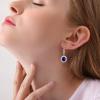 YFN Sterling Silver Created Oval Cut Birthstone Drop Dangle Women Leverback Earrings Gifts for Women Mom(September-Sapphire Earrings)