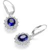 YFN Sterling Silver Created Oval Cut Birthstone Drop Dangle Women Leverback Earrings Gifts for Women Mom(September-Sapphire Earrings)