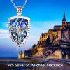 YFN Sterling Silver St Michael/St Christopher/Jesus/Virgin Mary Necklace for Men Women Catholic/Protector/Talisman Michael Archangel Medal Necklace Jewelry 18+2″(White)