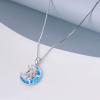 YFN Unicorn Gifts Created Opal Pendant Necklace 925 Sterling Silver Unicorn Jewelry for Women(Blue Opal Unicorn Necklace)