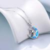 YFN Unicorn Gifts Created Opal Pendant Necklace 925 Sterling Silver Unicorn Jewelry for Women(Blue Opal Unicorn Necklace)