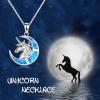 YFN Unicorn Gifts Created Opal Pendant Necklace 925 Sterling Silver Unicorn Jewelry for Women(Blue Opal Unicorn Necklace)