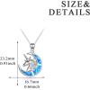 YFN Unicorn Gifts Created Opal Pendant Necklace 925 Sterling Silver Unicorn Jewelry for Women(Blue Opal Unicorn Necklace)