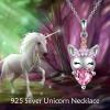 YFN Unicorns Gifts for Women Unicorn Pendant Necklace 925 Sterling Silver Unicorn Jewelry for Mom(Pink)
