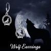 YFN Viking Wolf Dangle Drop Earrings Sterling Silver Norse Celtic Wolf Moon Earrings for Women(Wolf Earrings)