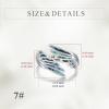 YFN Wing Ring Sterling Silver Angel Wing Adjustable Ring Size 7 Abalone Always With You Jewelry Gifts for Women