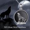 YFN Wolf Necklace Gifts for Men Women Sterling Silver Opal Moon Wolfs Jewelry Birthday 18+2″(Black Wolf Necklace)