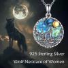 YFN Wolf Necklace Gifts for Men Women Sterling Silver Opal Moon Wolfs Jewelry Birthday 18+2″(Silver-Wolf Necklace)