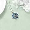 YFN Wolf Necklace Gifts for Men Women Sterling Silver Opal Moon Wolfs Jewelry Birthday 18+2″(Wolf Necklace with Crystal)