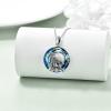 YFN Wolf Necklace Gifts for Men Women Sterling Silver Opal Moon Wolfs Jewelry Birthday 18+2″(Wolf Necklace with Crystal)