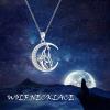 YFN Wolf Pendant Necklace 925 Sterling Silver Cubic Zirconial Wolf Moon Necklace 18″ Birthday Day Jewelry for Girlfriend Wife(Crescent Moon Wolf Necklace)